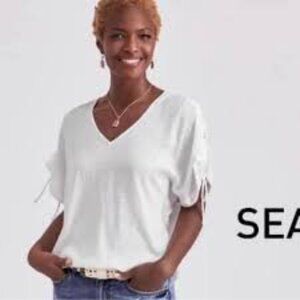 CAbi Seaside Top (tunic) - White - Size Large